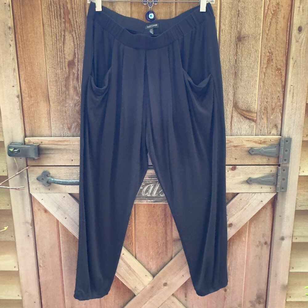 Eileen Fisher black cotton jersey harem pants (PM)